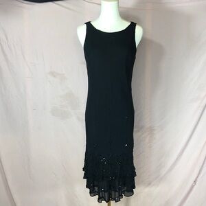 Prom Silk Sleeveless Tiered Hem Evening Dress Size 8 Medium